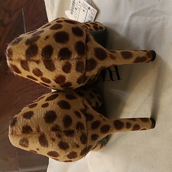 NWT Zara Animal Skin fur Leather Heels Pumps Ref 3223/410 Size 38 - Picture 8 of 9